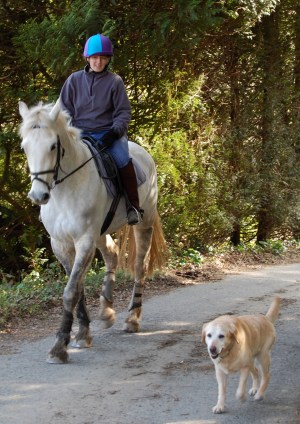 Angela riding Charlie